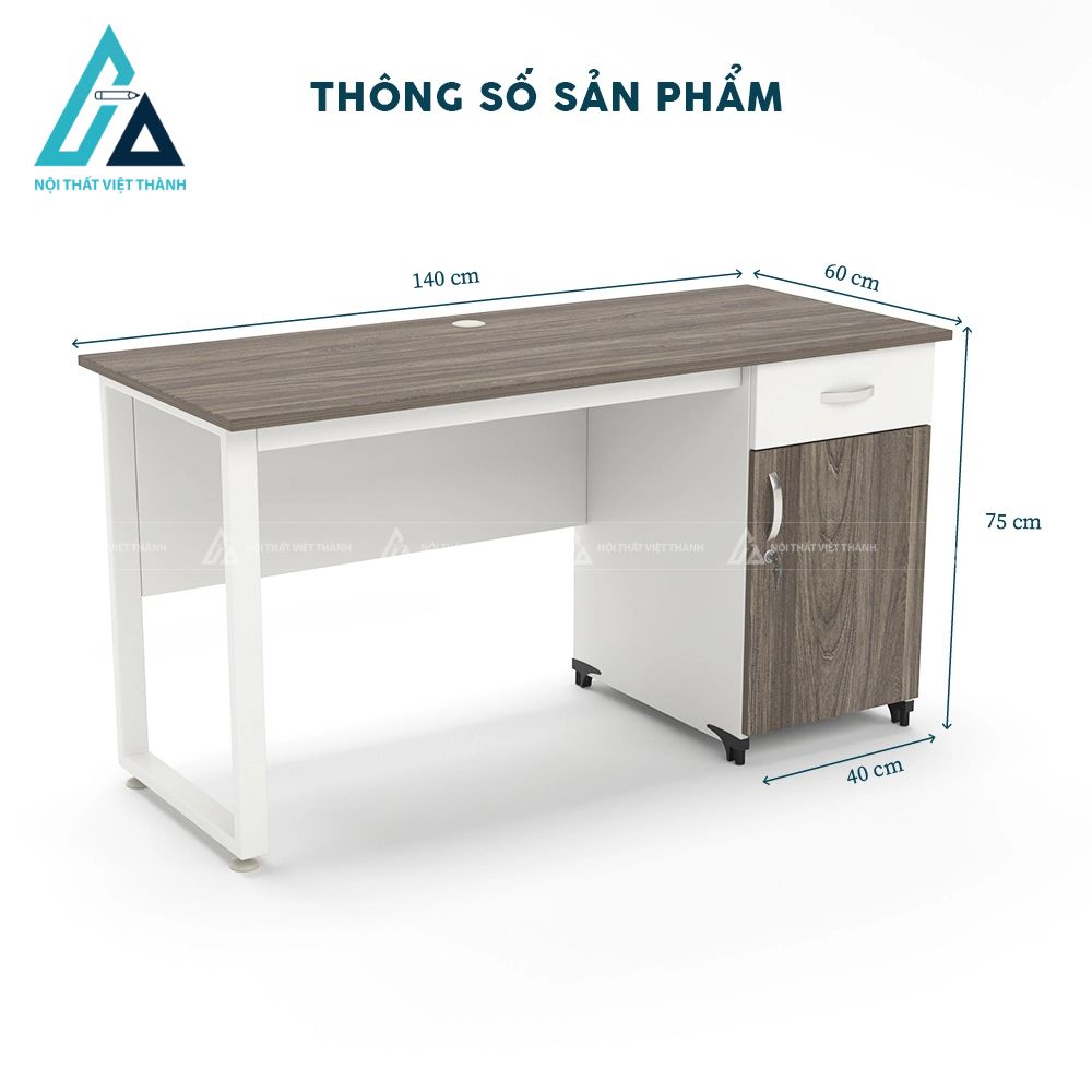 Bàn làm việc chân sắt chữ n hiện đại có yếm gỗ 4