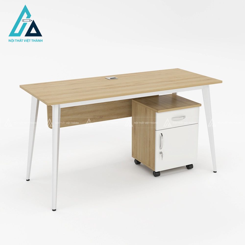 Bàn văn phòng chân côn hiện đại có yếm gỗ 6