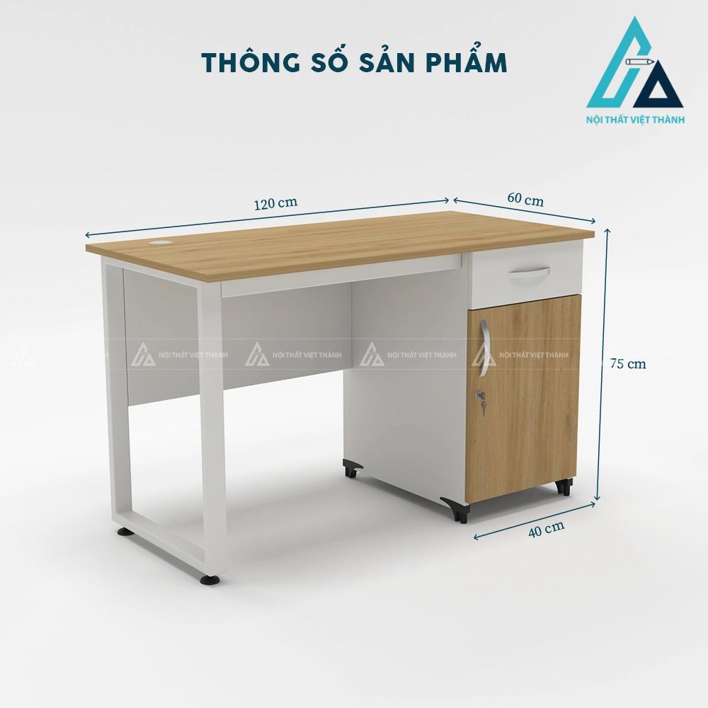 Bàn làm việc chân sắt chữ n hiện đại có yếm gỗ 7