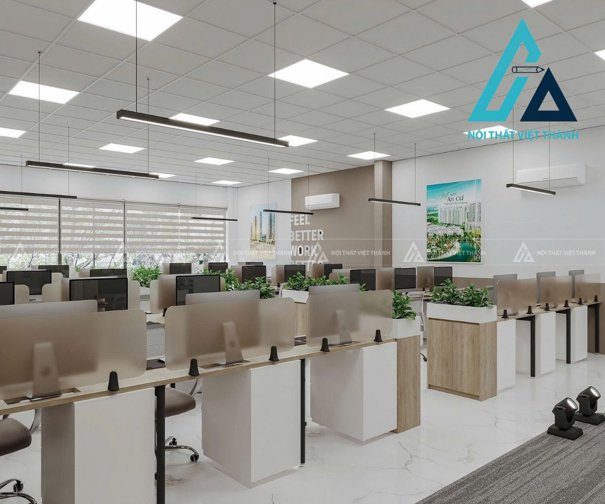 Bàn Làm Việc Nhân Viên Hiện Đại Thiết Kế Tinh Gọn