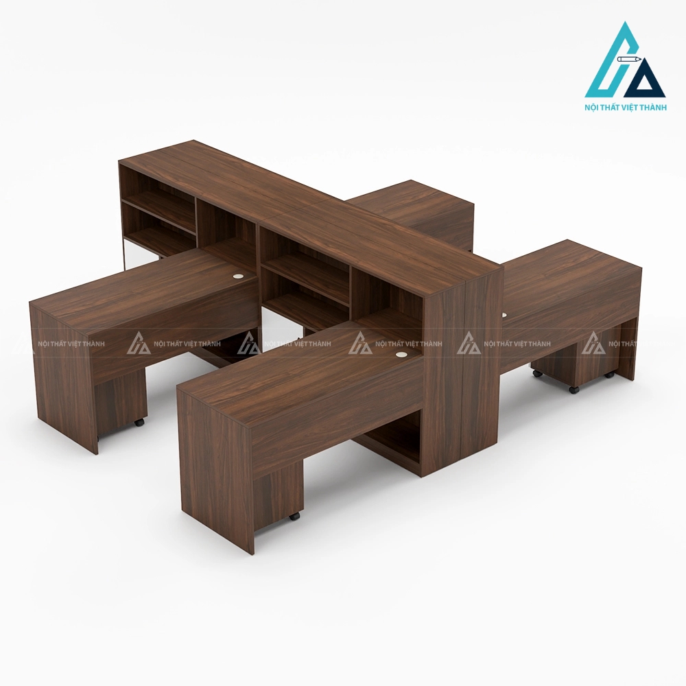 Cụm bàn làm việc nhóm 4 chỗ hệ tủ lưu trữ trung tâm 1