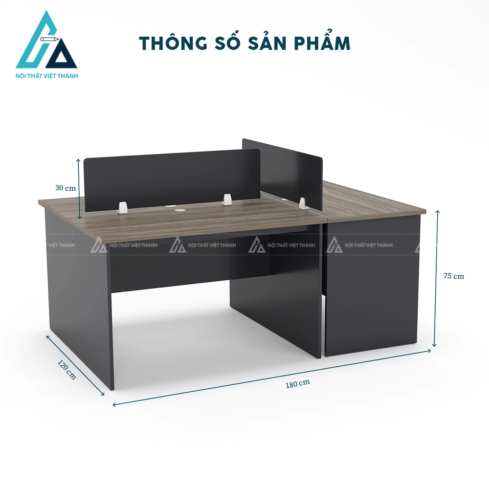 Cụm bàn làm việc 3 người hệ tam giác đối xứng 3
