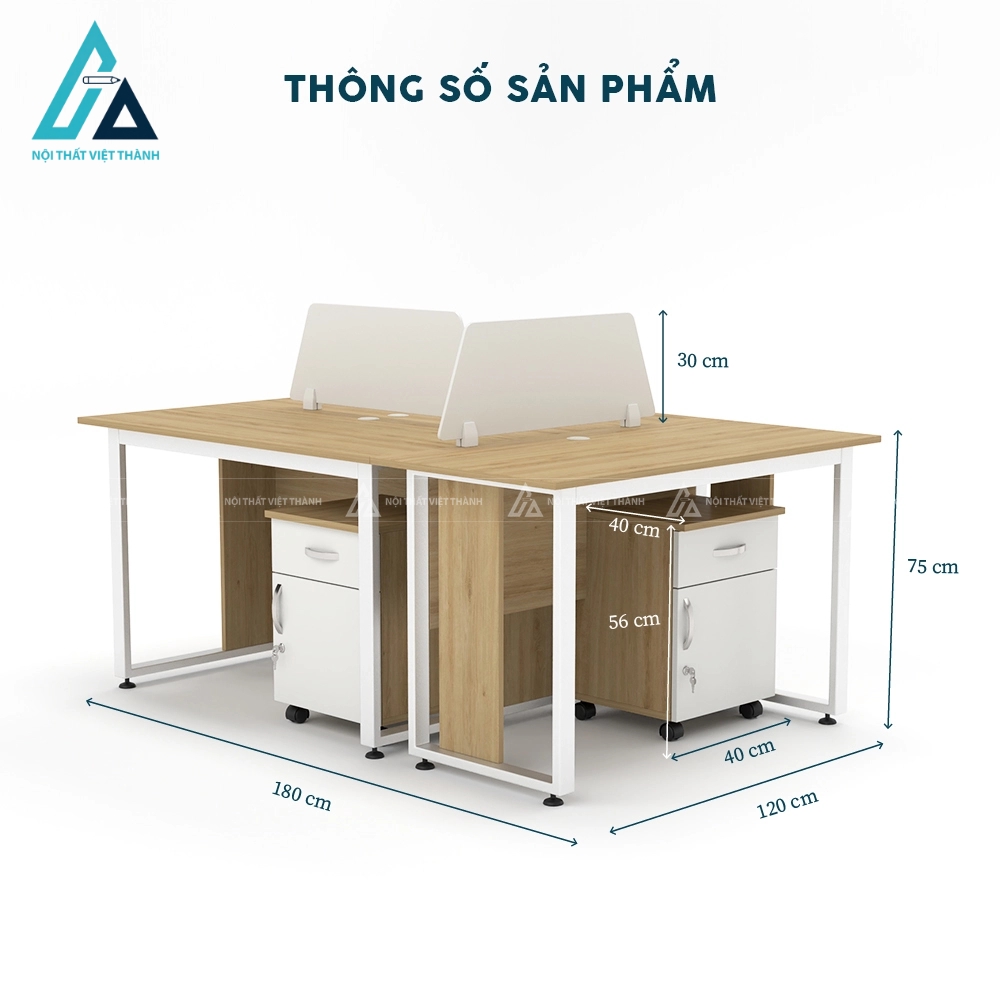 Cụm bàn làm việc nhóm 3 chỗ chân sắt hiện đại 3
