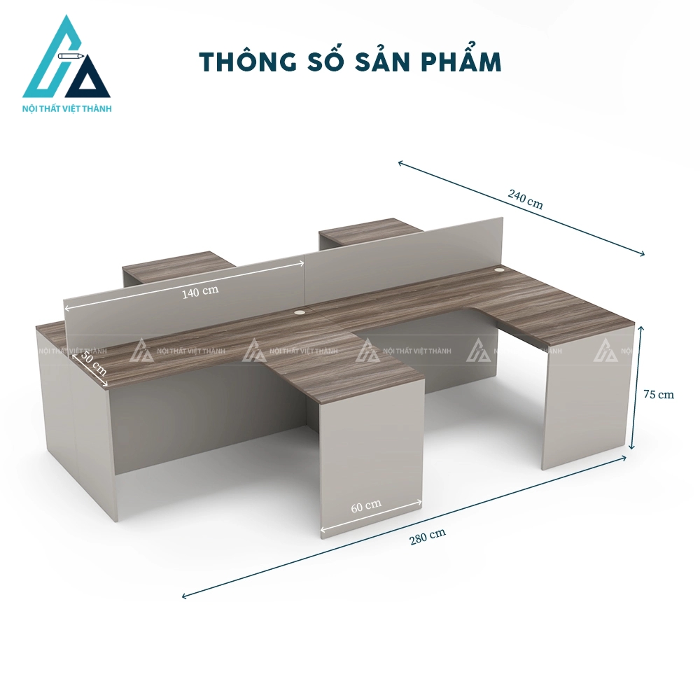 Cụm bàn làm việc nhóm 4 chỗ tối ưu diện tích 3
