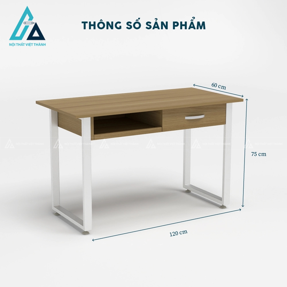 Bàn làm việc văn phòng chân sắt sơn tĩnh điện có hộc tủ 3