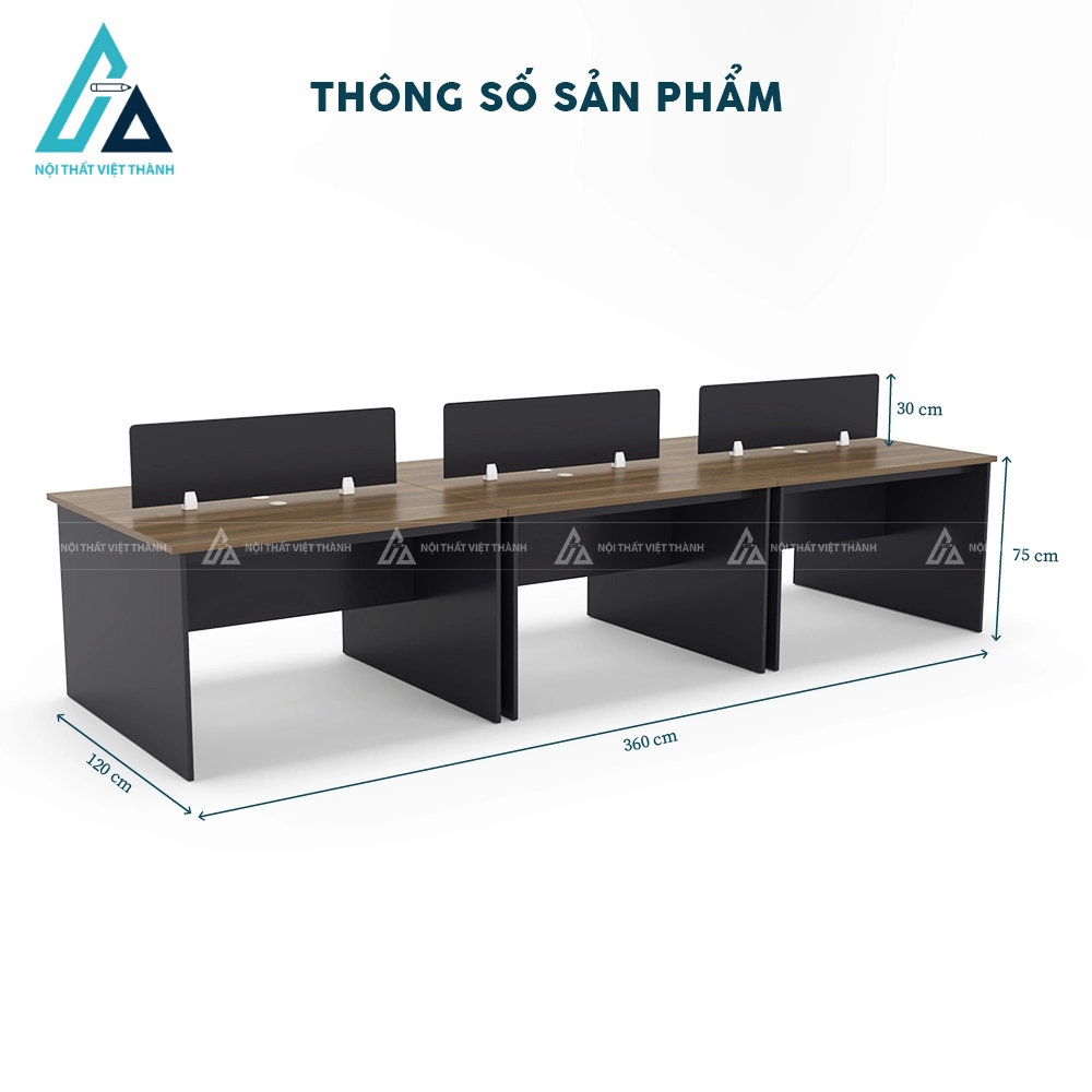 Bàn văn phòng 6 chỗ ngồi đối xứng tiết kiệm diện tích 3