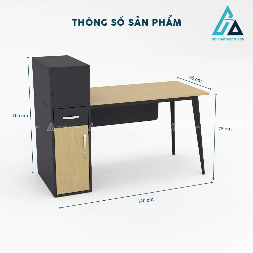Bàn làm việc có tủ hồ sơ cao kèm ngăn kéo tiện lợi 4