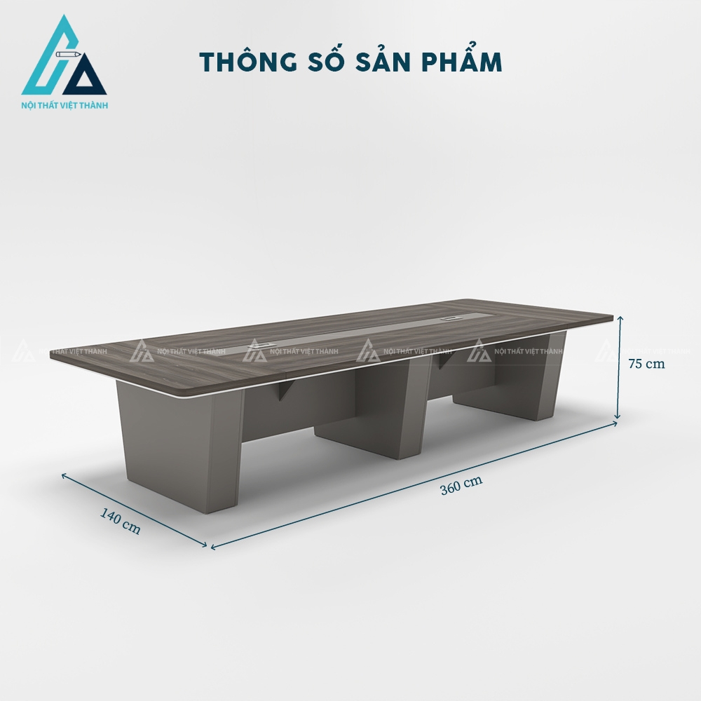 Bàn họp chân hộp phối màu ghi xám trung tính hiện đại 3