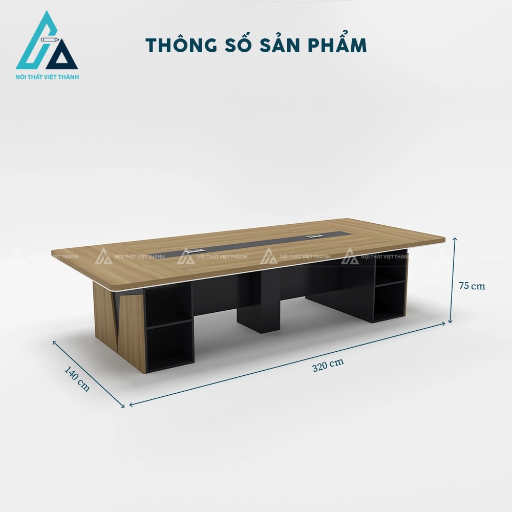 Bàn họp chân hộp cách điệu tích hợp kệ để đồ tiện lợi 3