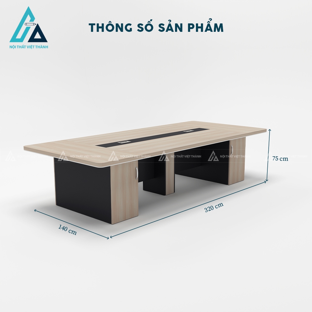 Bàn phòng họp 3m2 chân khối thông minh lưu trữ hồ sơ gọn gàng 3