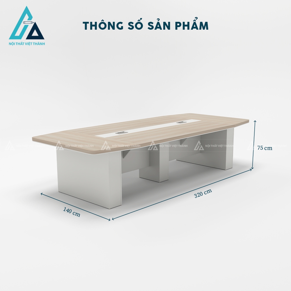Bàn phòng họp 3m2 thiết kế chân khối trắng vững chãi 3