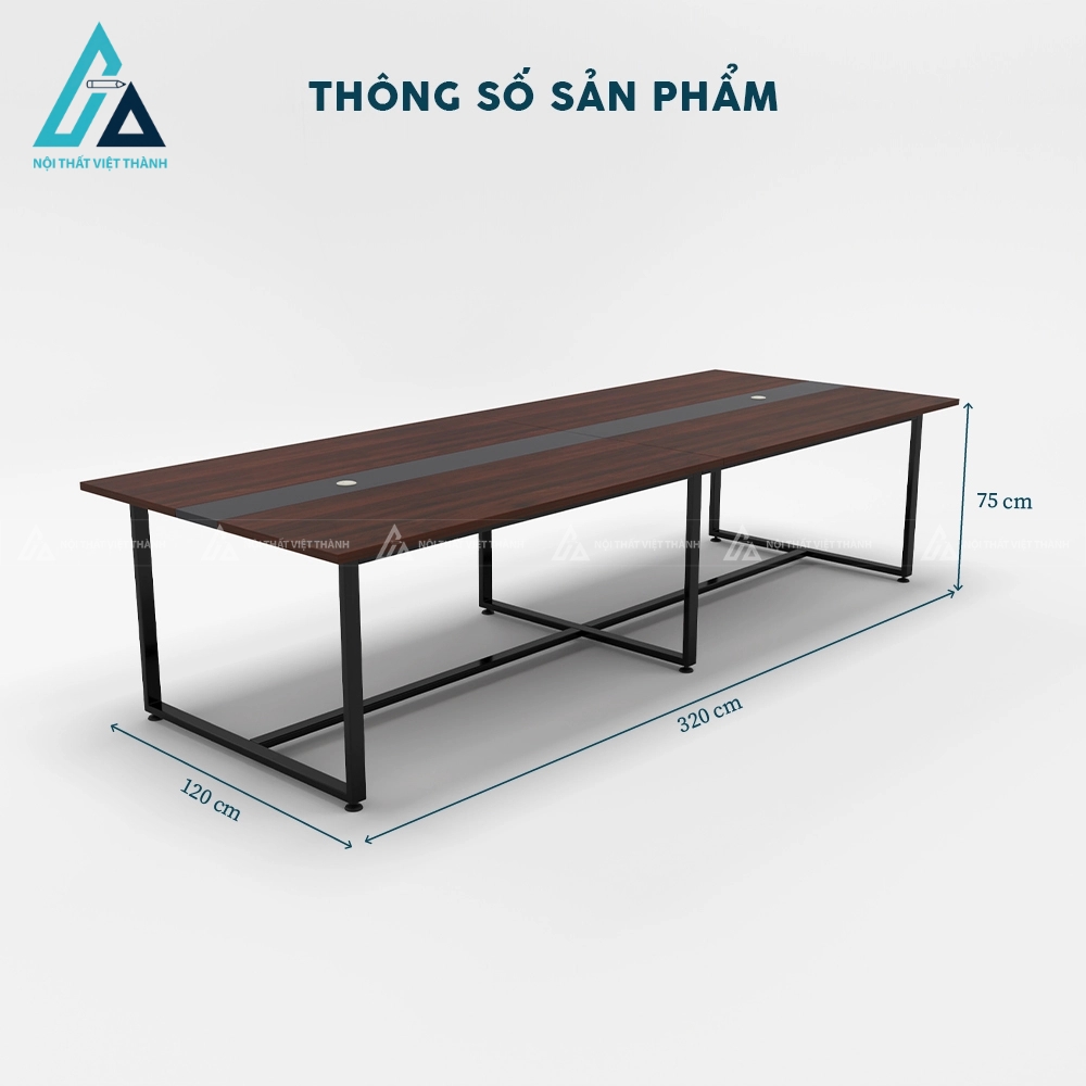 Bàn phòng họp 3m2 thiết kế chân khung sắt vững chãi 3