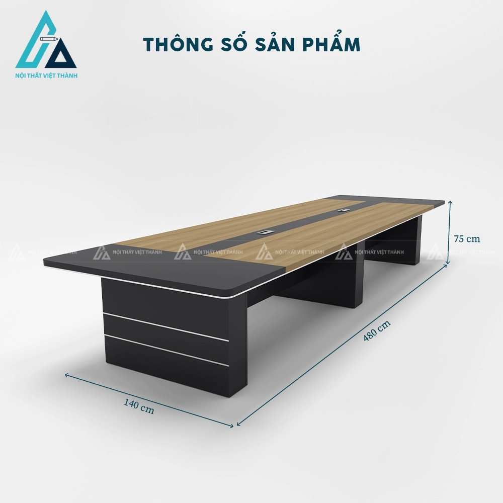 Bàn phòng họp 4m8 chân khối vát cạnh bo góc tinh tế 3