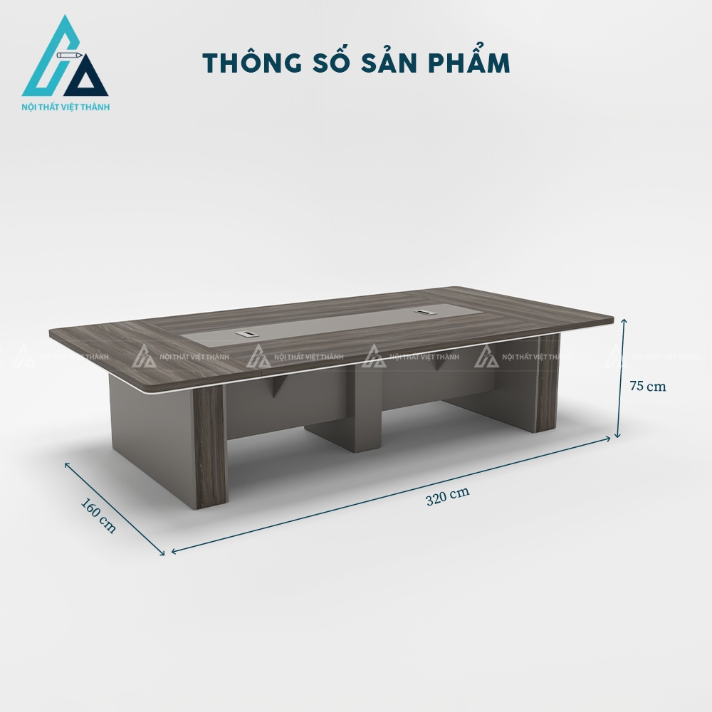 Bàn họp 3m2 chân hộp phối màu ghi xám hiện đại 4