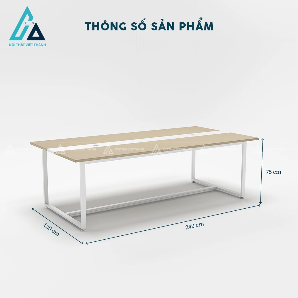 Bàn văn phòng 2m4 mặt gỗ sáng phối trắng tinh tế 4