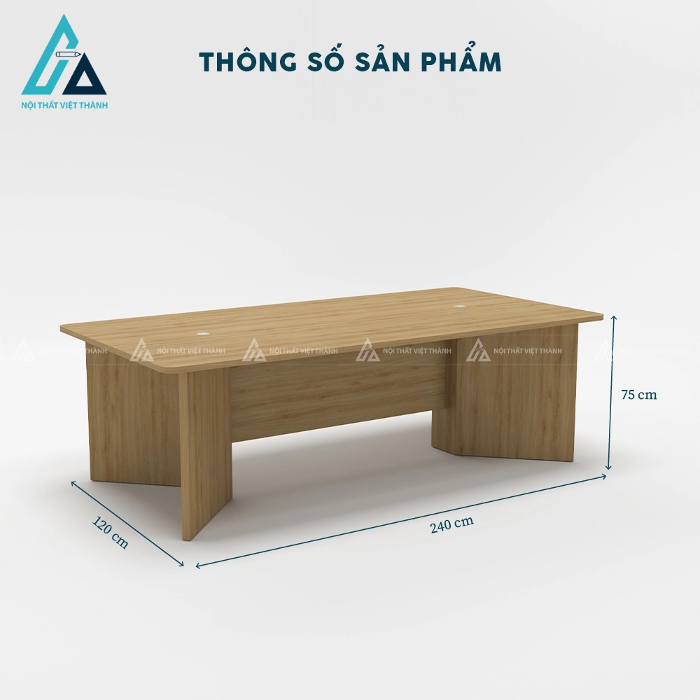 Bàn họp gỗ 2m4 chân chữ v cách điệu sang trọng 4