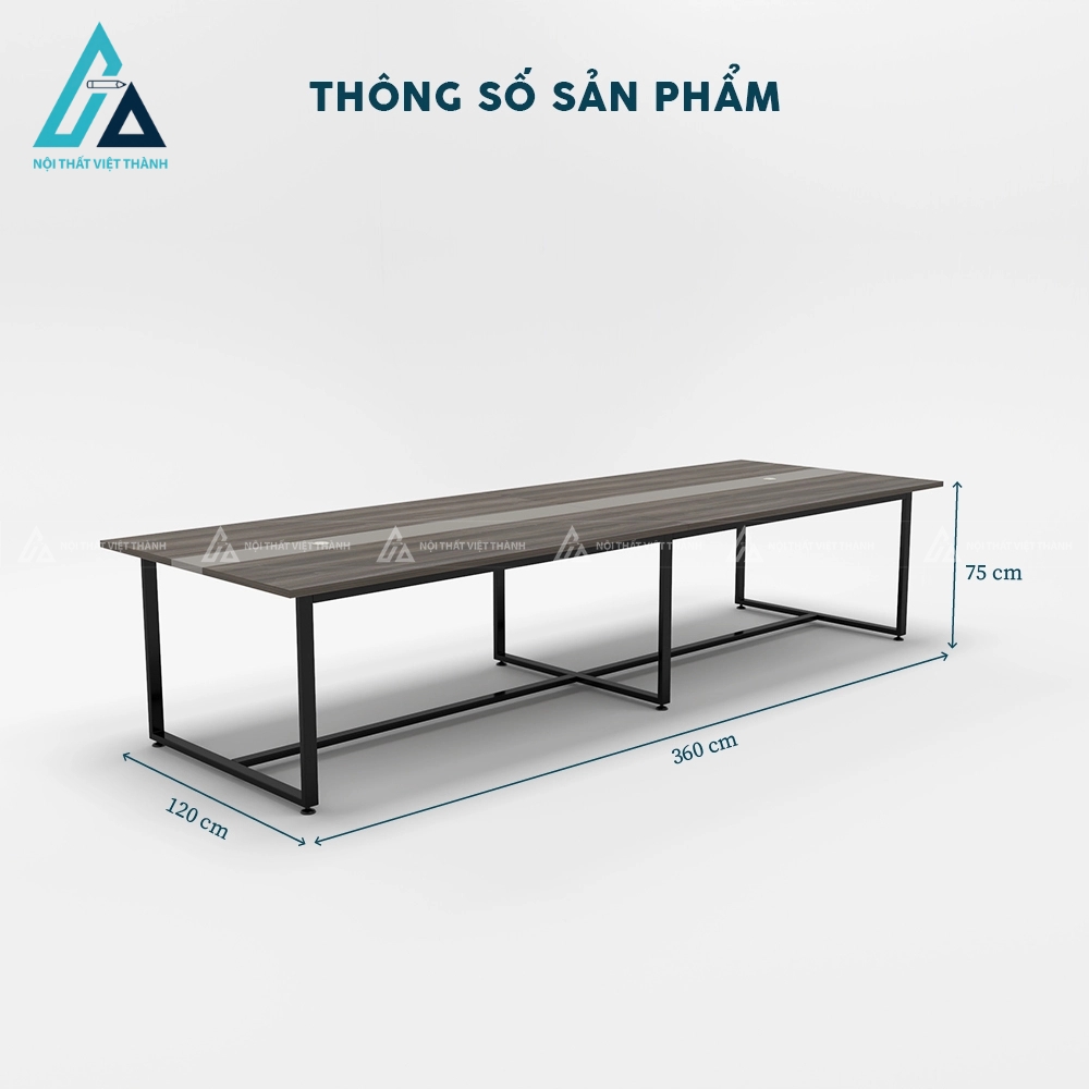 Bàn văn phòng 3m6 chân sắt mặt gỗ cao cấp 4