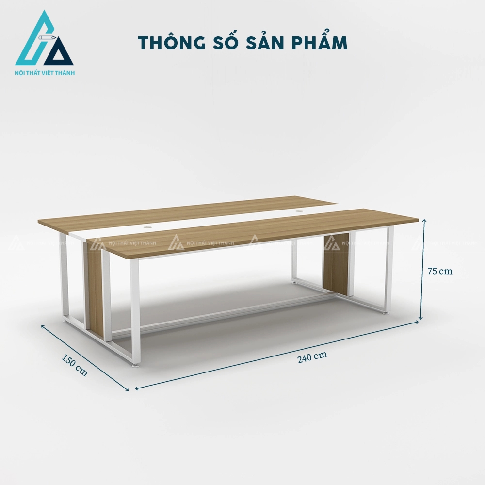 Bàn họp văn phòng 2m4 khung sắt sơn tĩnh điện 4