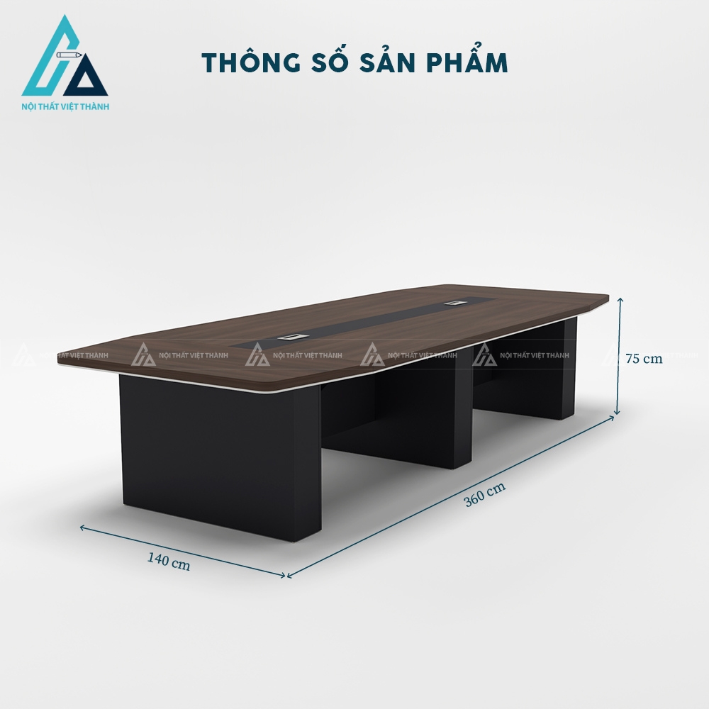 Bàn họp chân hộp phối màu gỗ trầm và đen đẳng cấp 4