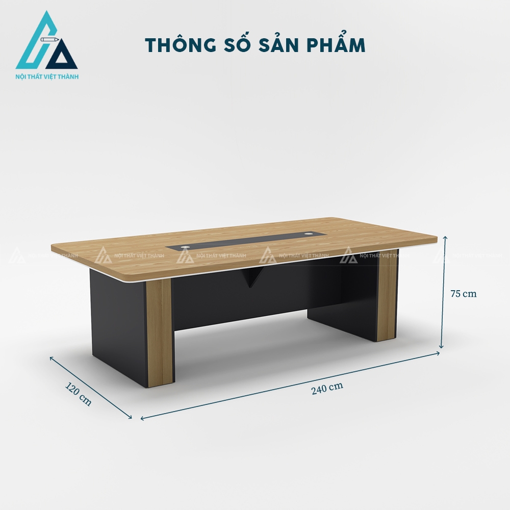 Bàn phòng họp 2m4 thiết kế chân khối vững chãi 4