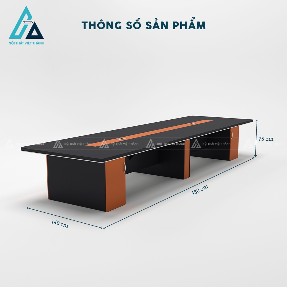 Bàn phòng họp hiện đại 4m8 tích hợp tủ tiện lợi 4