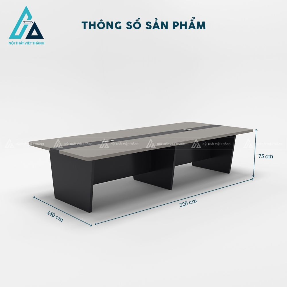 Bàn họp văn phòng chân gỗ vát cạnh chắc chắn 4