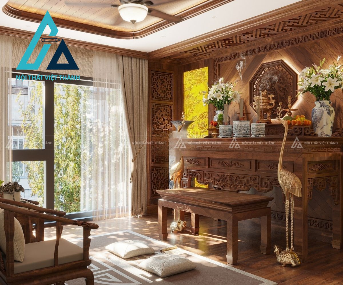 Bàn Thờ Cao Cấp Chạm Khắc Tinh Xảo – Phòng Thờ Sang Trọng 1