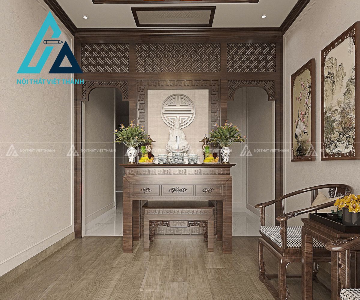 Bàn Thờ Gỗ Cao Cấp Chạm Hoa Văn – Không Gian Thờ Trang Nghiêm