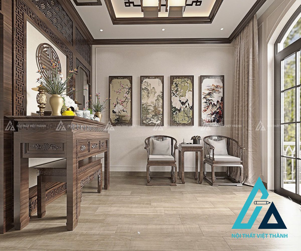 Bàn Thờ Gỗ Cao Cấp Chạm Hoa Văn – Không Gian Thờ Trang Nghiêm 1