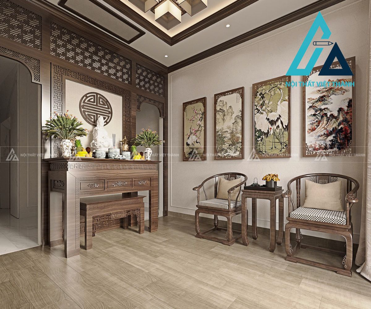 Bàn Thờ Gỗ Cao Cấp Chạm Hoa Văn – Không Gian Thờ Trang Nghiêm 2