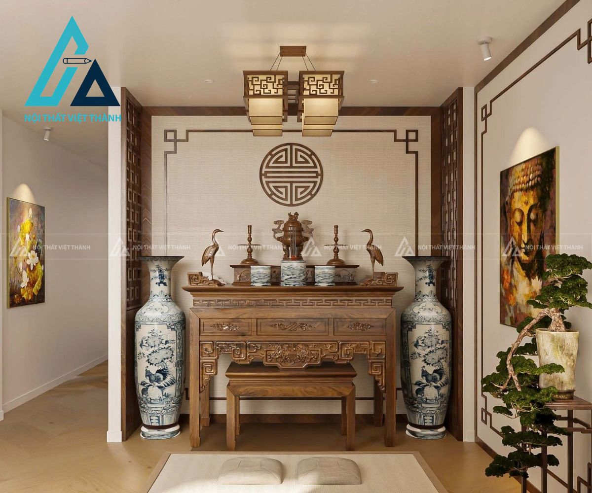 Bàn thờ đứng thiết kế chắc chắn, trang nghiêm