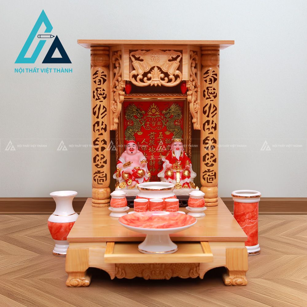 Mẫu bàn thờ thần tài gỗ công nghiệp