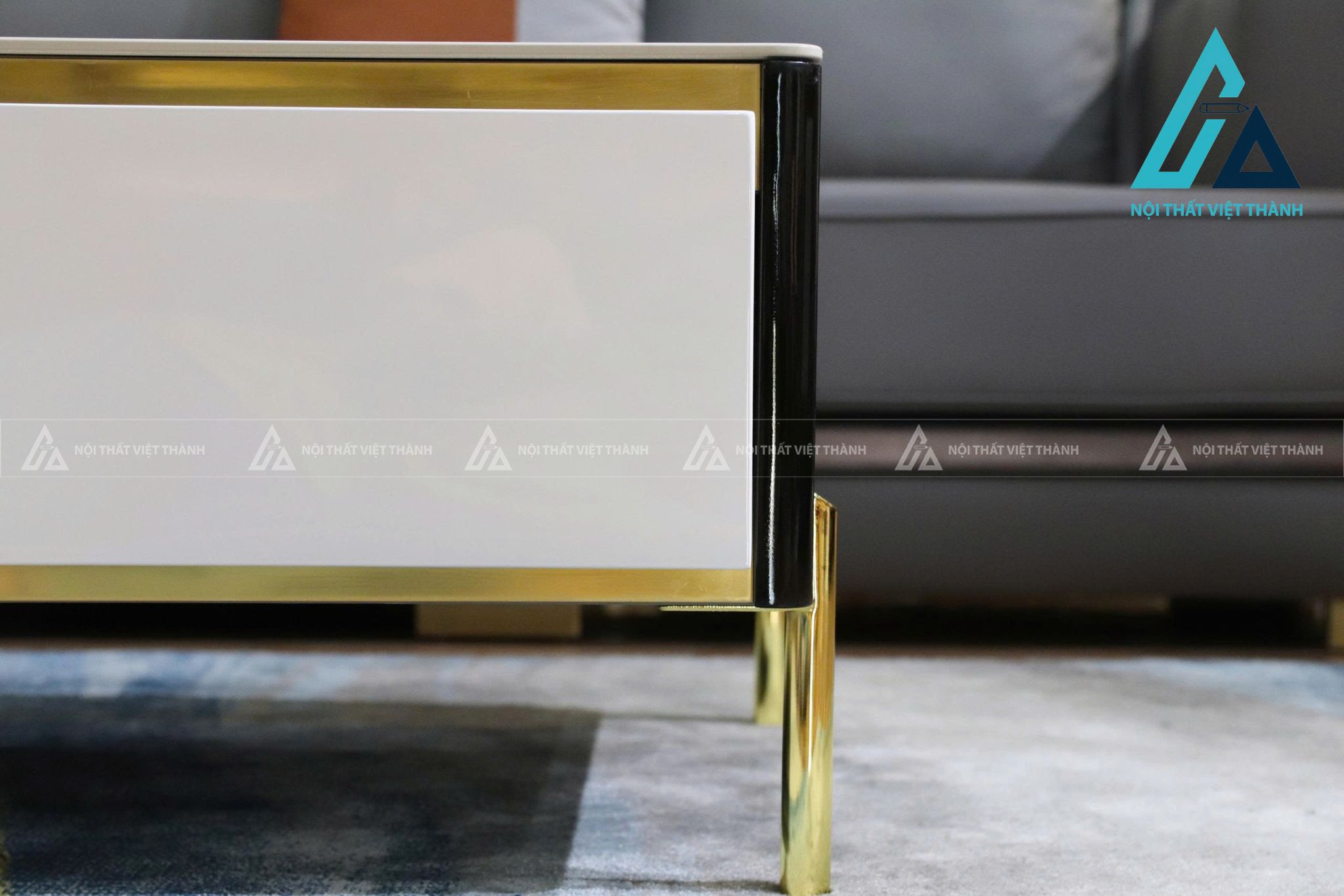 Bàn Trà Mặt Đá Ceramic Khung Gỗ Cao Cấp Chân Kim Loại Tối Ưu Không Gian 1