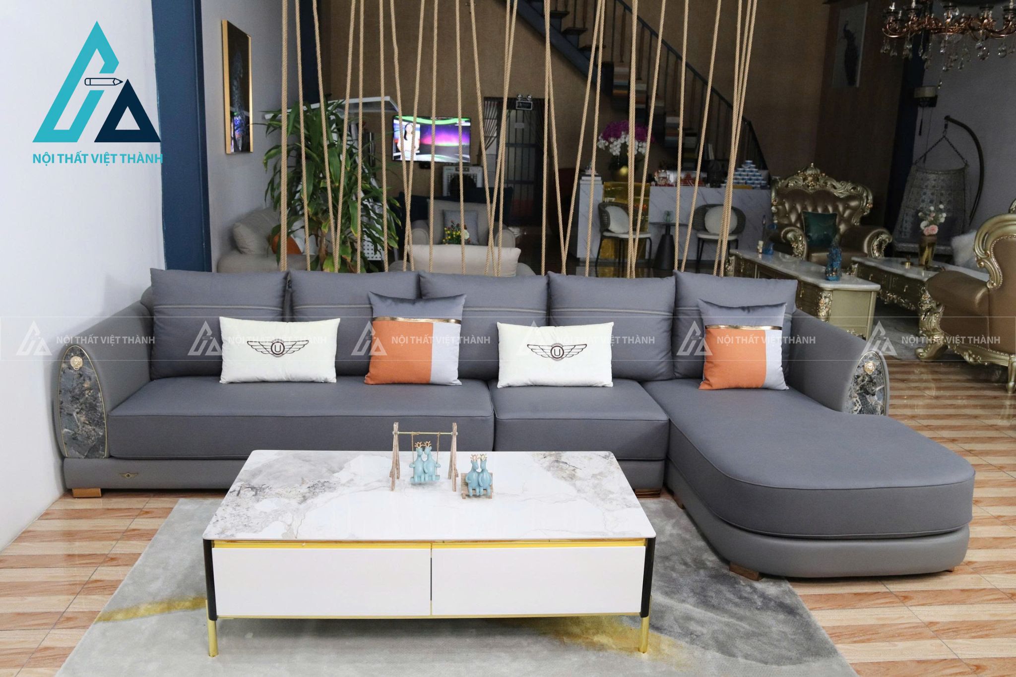 Bàn Trà Mặt Đá Ceramic Khung Gỗ Cao Cấp Chân Kim Loại Tối Ưu Không Gian 4