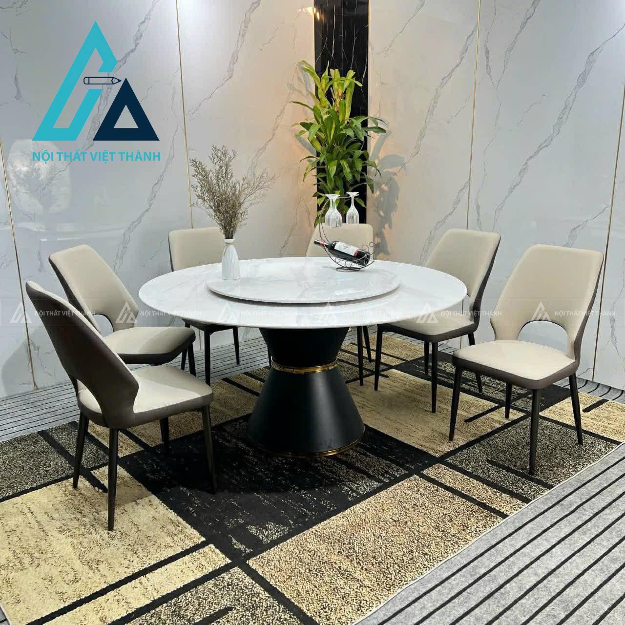 Bộ bàn ăn tròn xoay