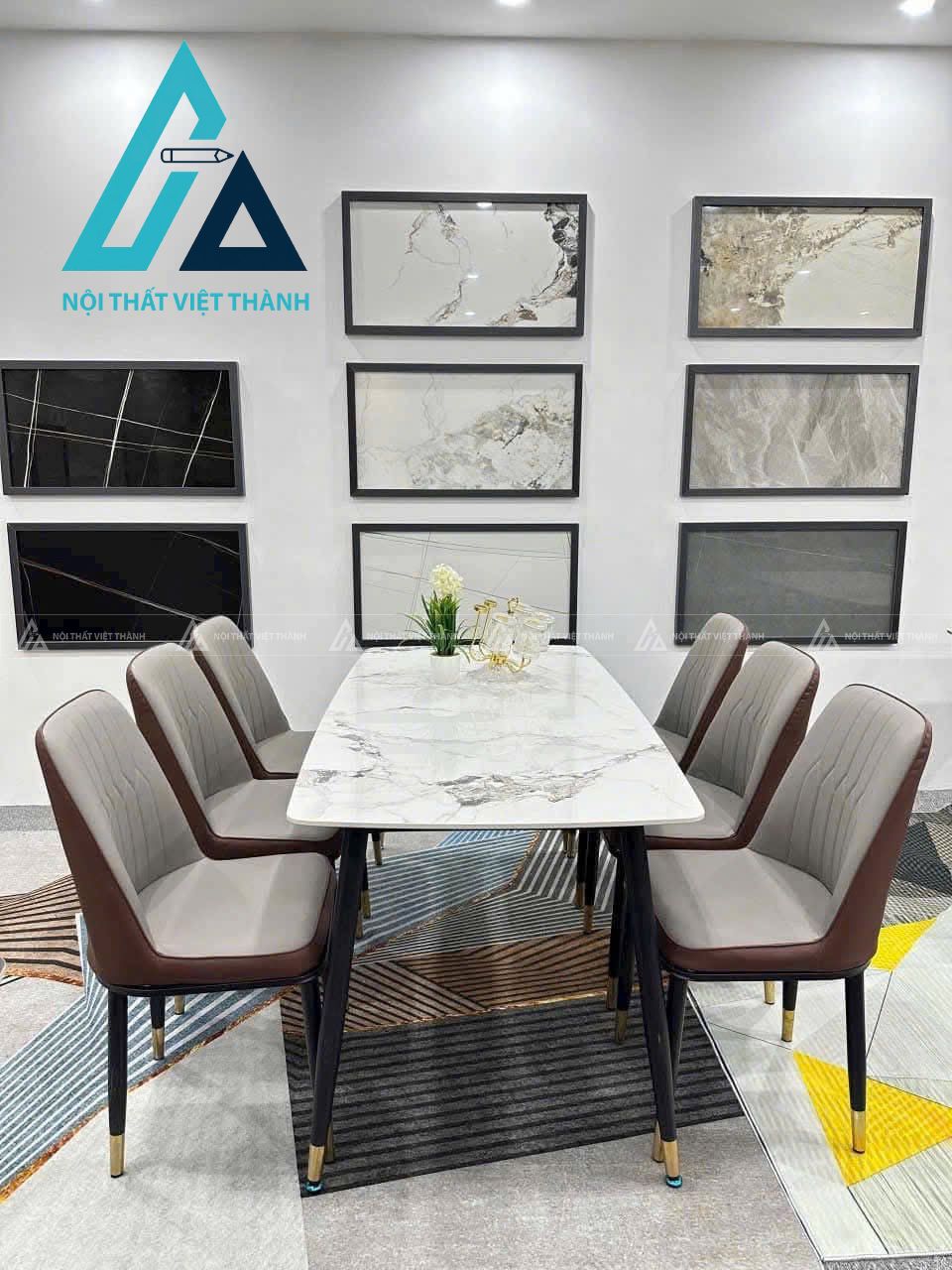 Bộ bàn ăn mặt đá hiện đại