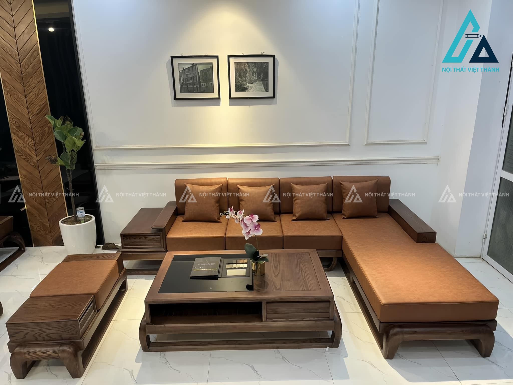 Bộ bàn ghế sofa gỗ kèm nệm