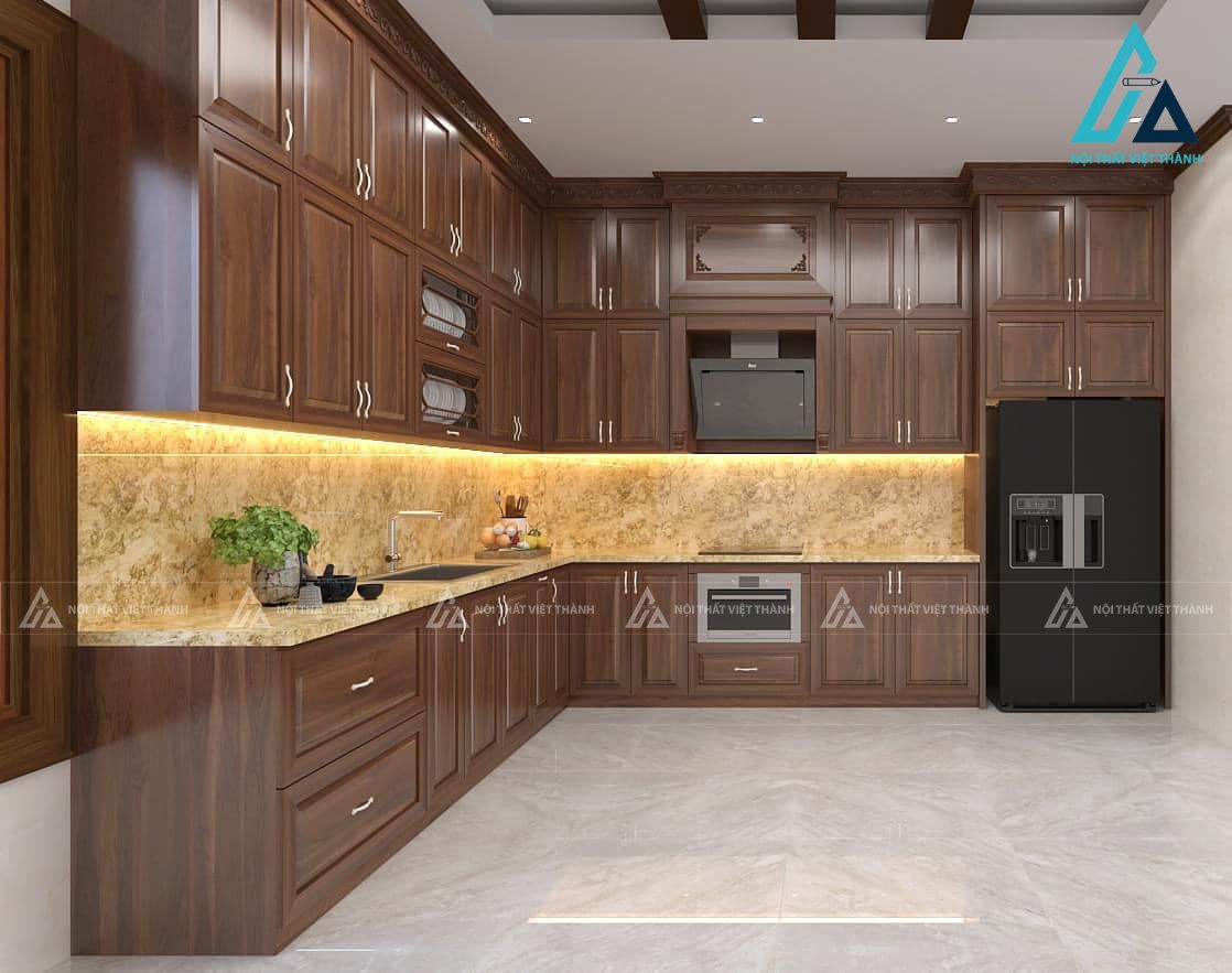Nhà bếp cho nhà hướng Đông Nam gỗ tự nhiên cao cấp
