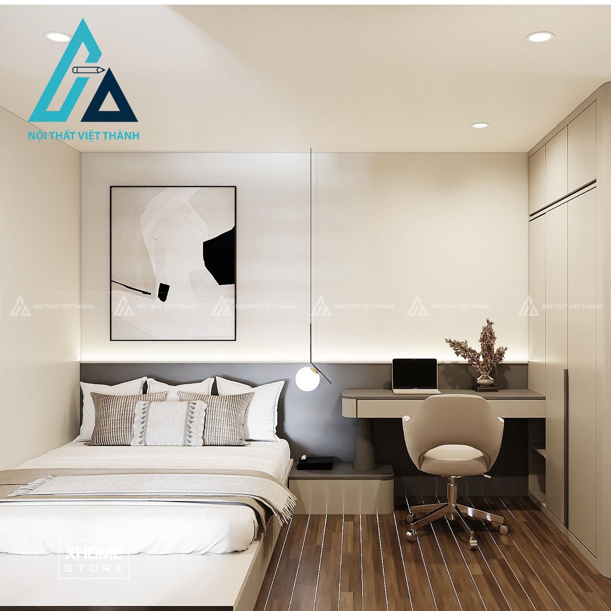 Combo nội thất phòng ngủ tone be hiện đại