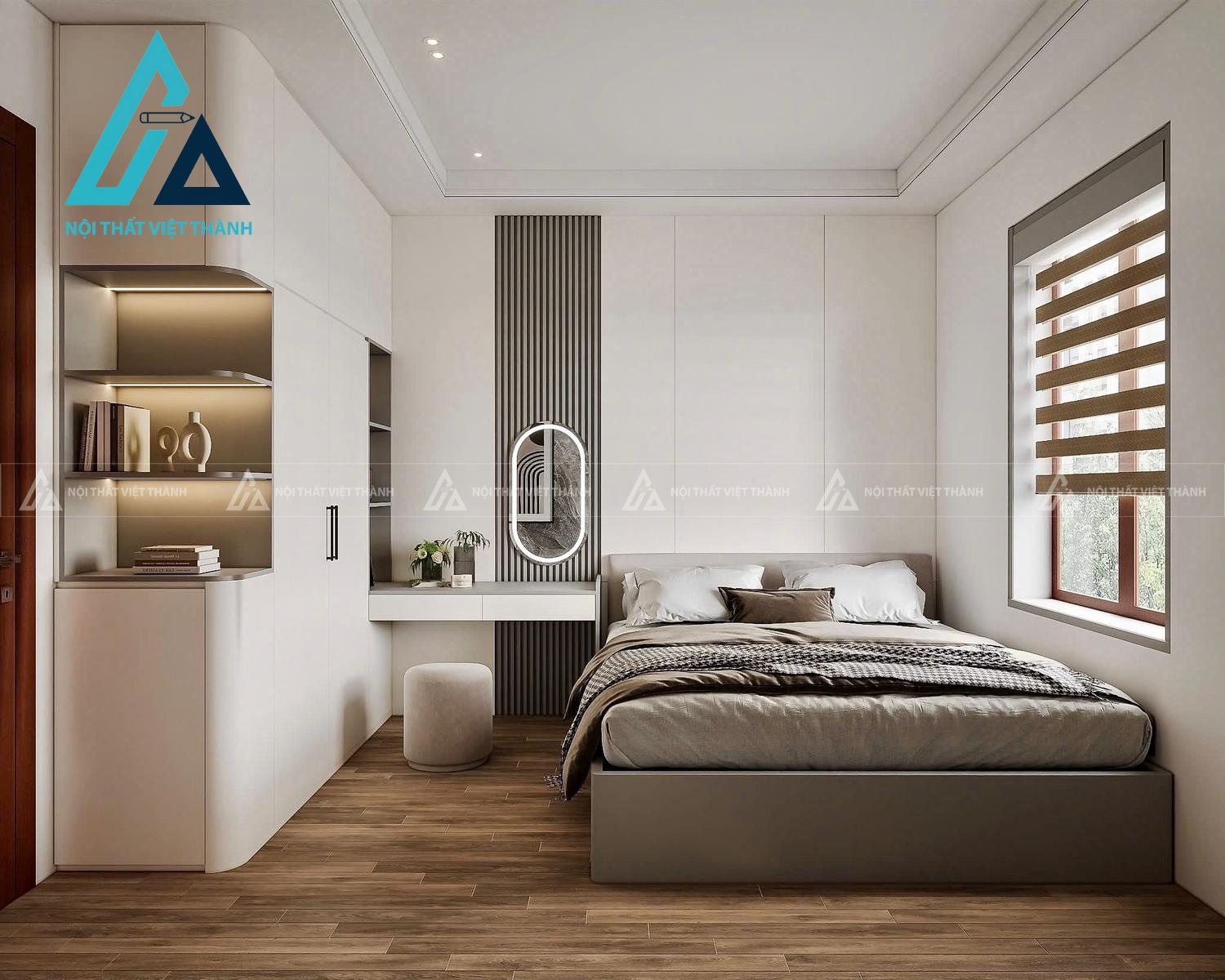 Combo nội thất phòng ngủ tone xám- trắng