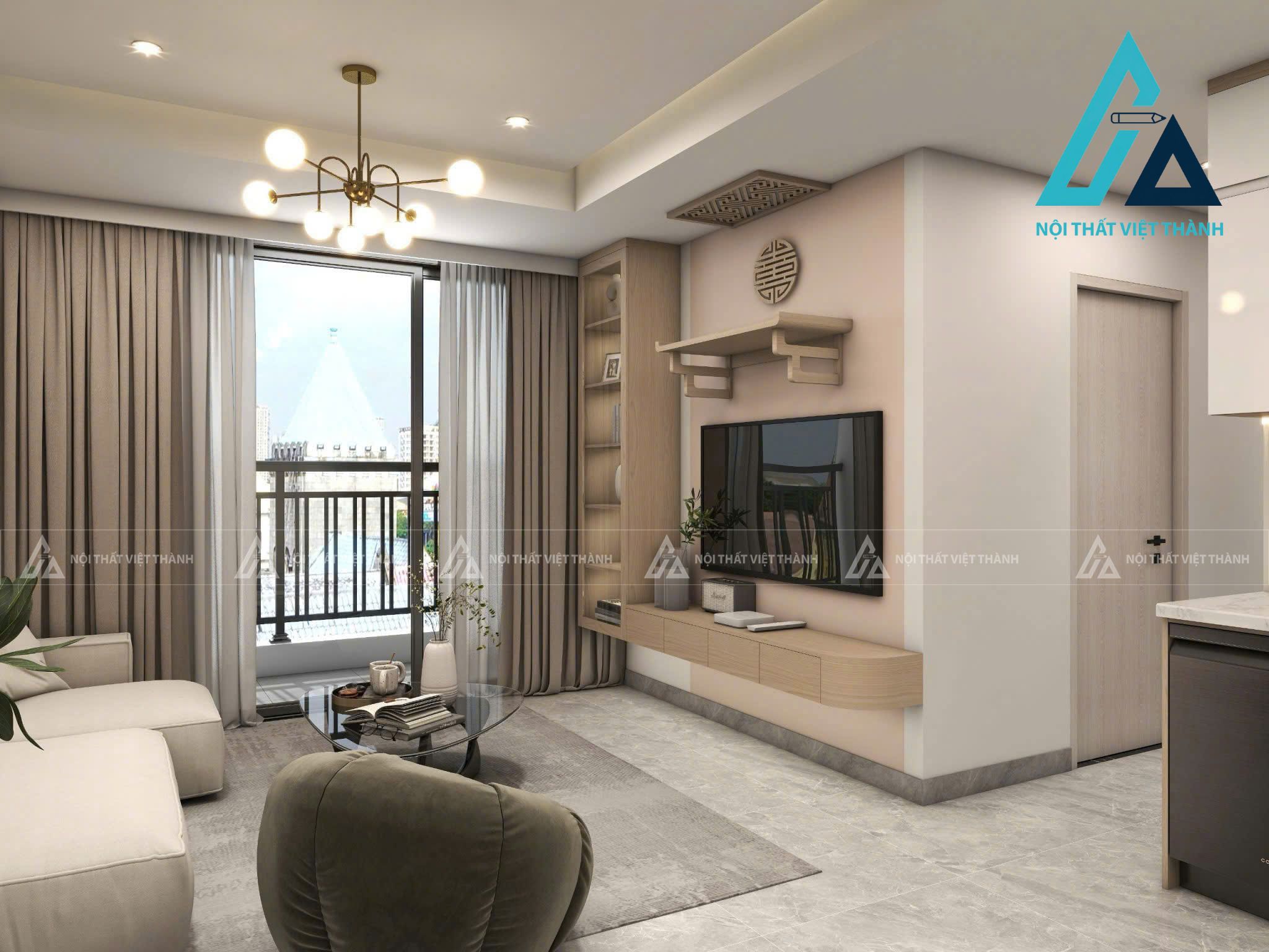 Thiết kế và thi công combo nội thất cho phòng khách