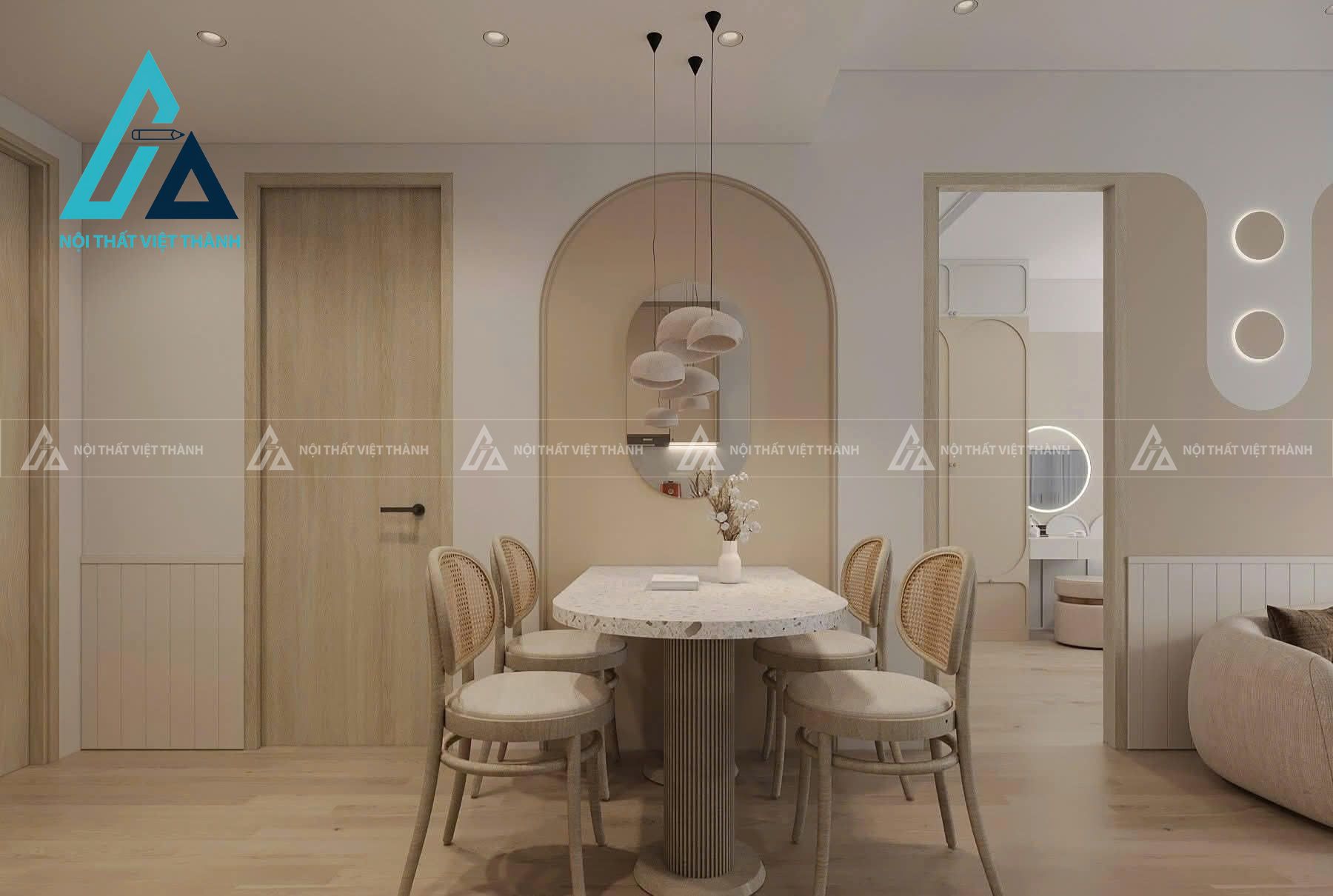 Combo nội thất bếp tone sáng trẻ trung