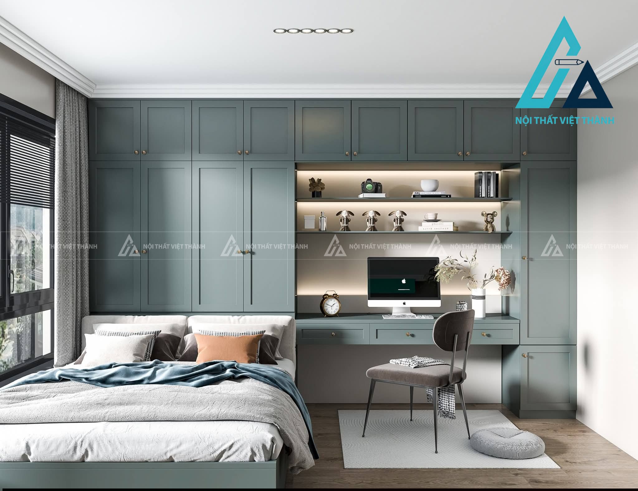 Combo nội thất phòng ngủ kết hợp bàn làm việc