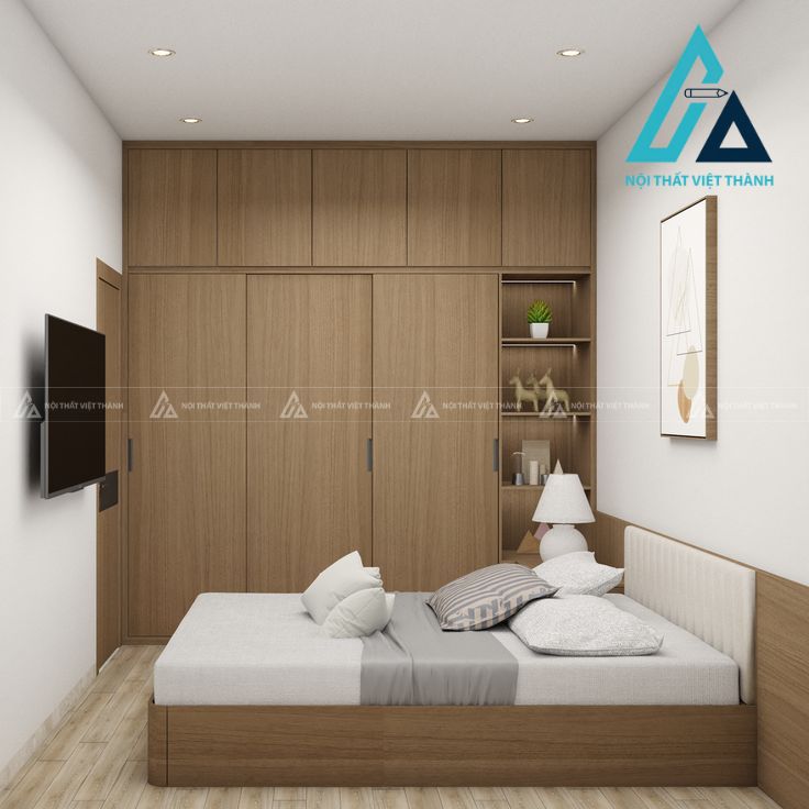 Bố trí tủ quần áo sát tường để tiết kiệm diện tích