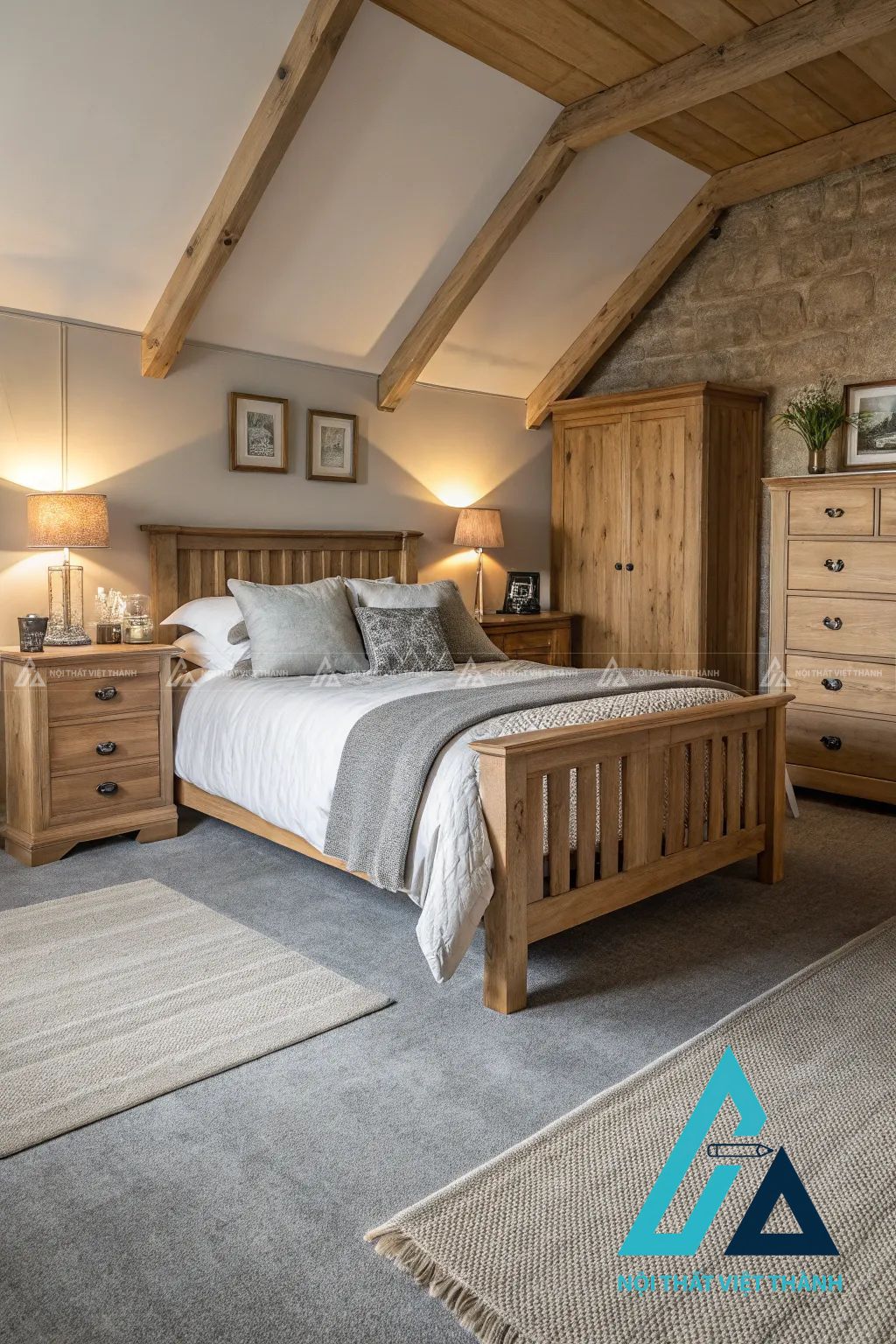 Đặt giường ngủ ở vị trí trung tâm hợp lý