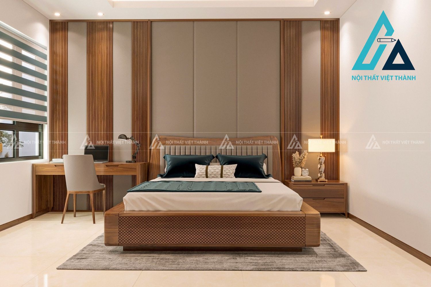 Bộ Nội Thất Phòng Ngủ Gỗ Tự Nhiên Thiết Kế Hiện Đại Tinh Gọn 1