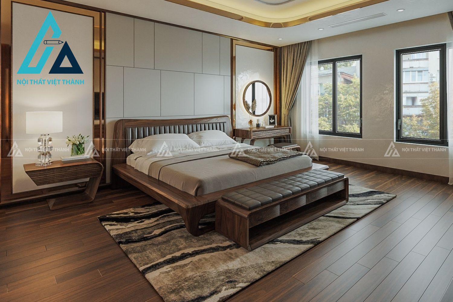 Bộ Nội Thất Phòng Ngủ Gỗ Tự Nhiên Cao Cấp Đồng Bộ