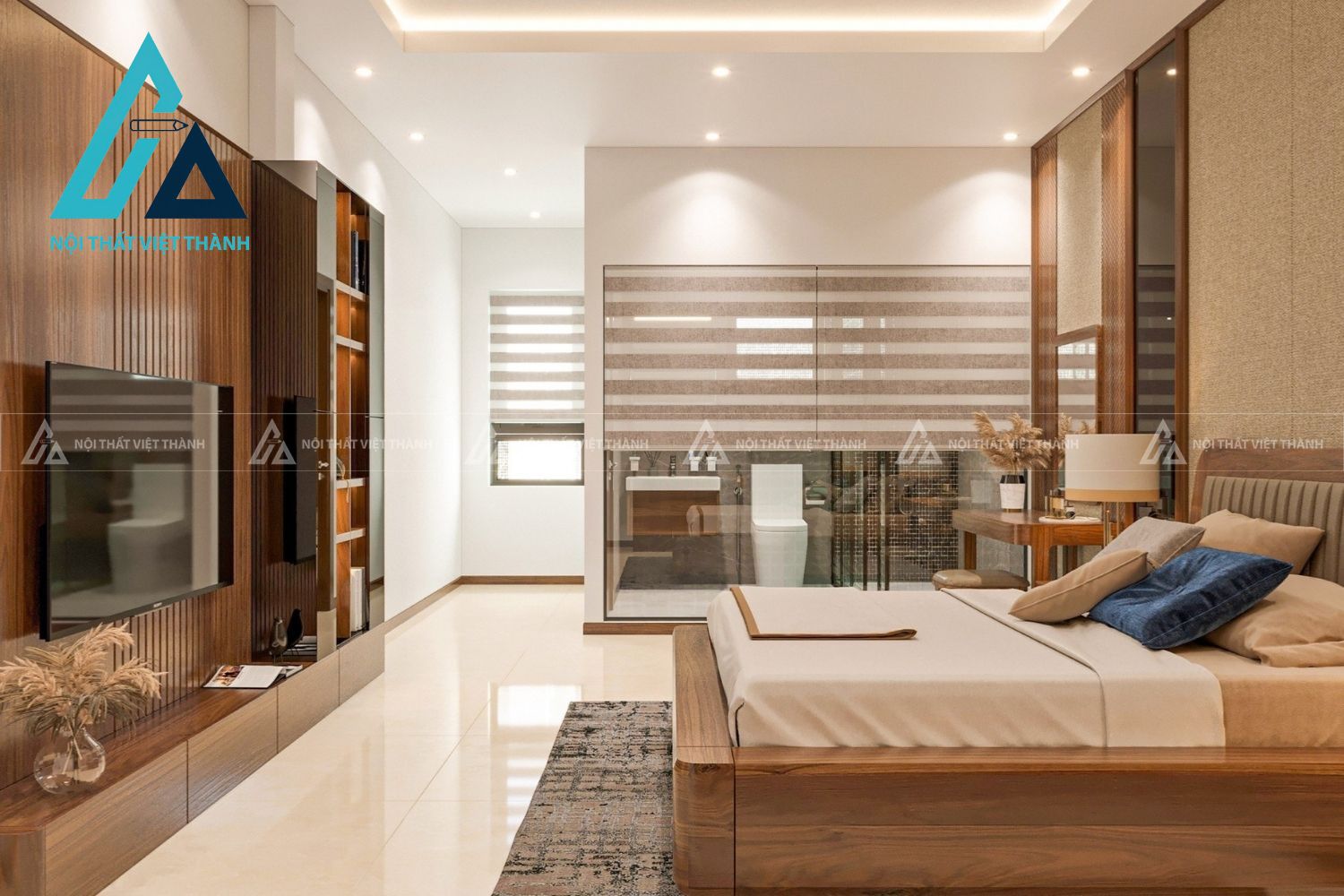 Bộ Nội Thất Phòng Ngủ Gỗ Tự Nhiên Thiết Kế Hiện Đại Tinh Gọn