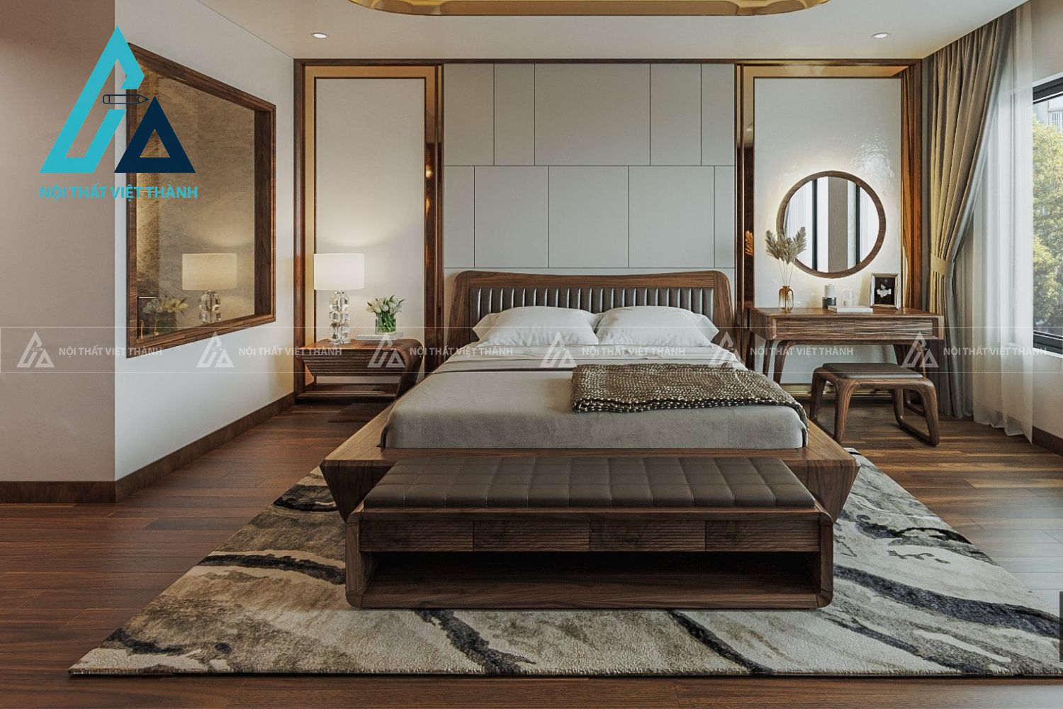 Bộ Nội Thất Phòng Ngủ Gỗ Tự Nhiên Cao Cấp Đồng Bộ 1