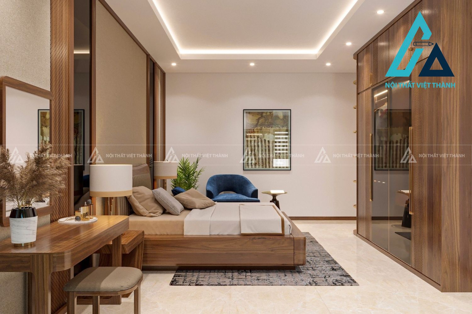 Bộ Nội Thất Phòng Ngủ Gỗ Tự Nhiên Thiết Kế Hiện Đại Tinh Gọn 2